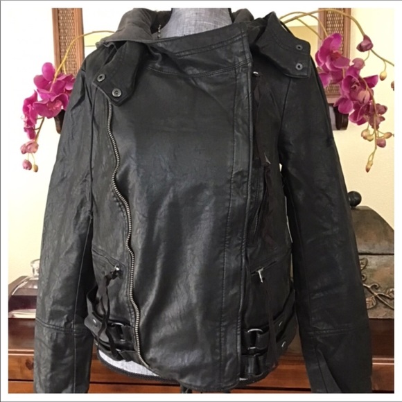 Free People Cleo Vegan Moto Hooded Jacket.  NWT. - Picture 5 of 13